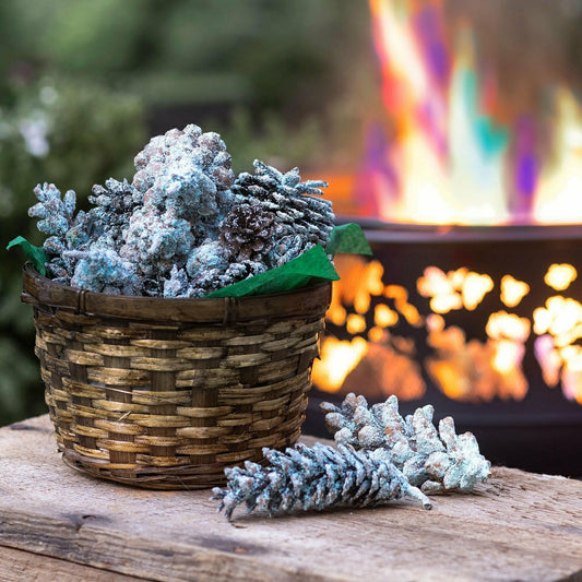 Plow & Hearth Color-Changing Fireplace Color Cones, 1 lb. in Gift Basket