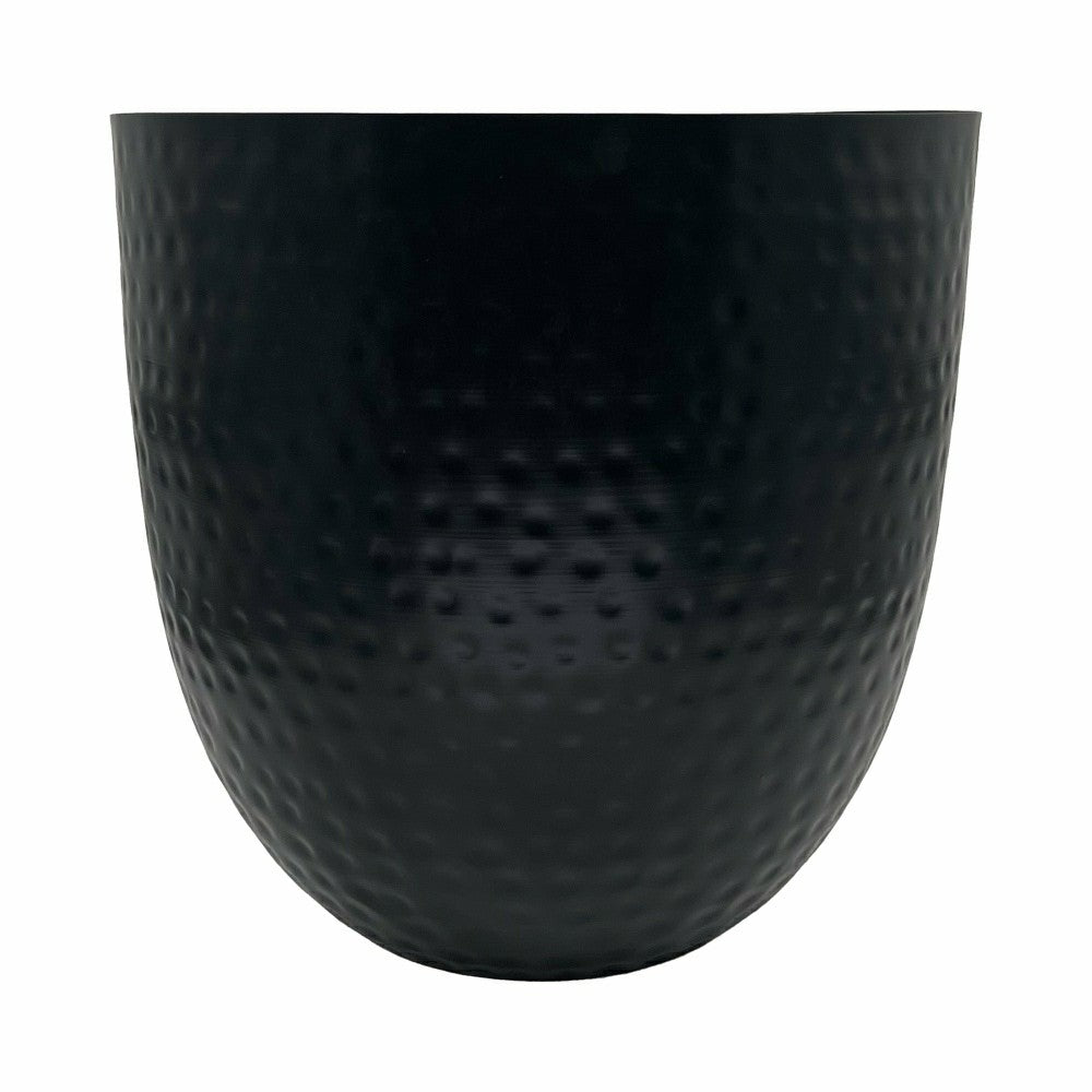 Plow & Hearth Fireplace Log Bucket, Round Hammered Design, Black Finish
