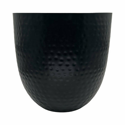 Plow & Hearth Fireplace Log Bucket, Round Hammered Design, Black Finish