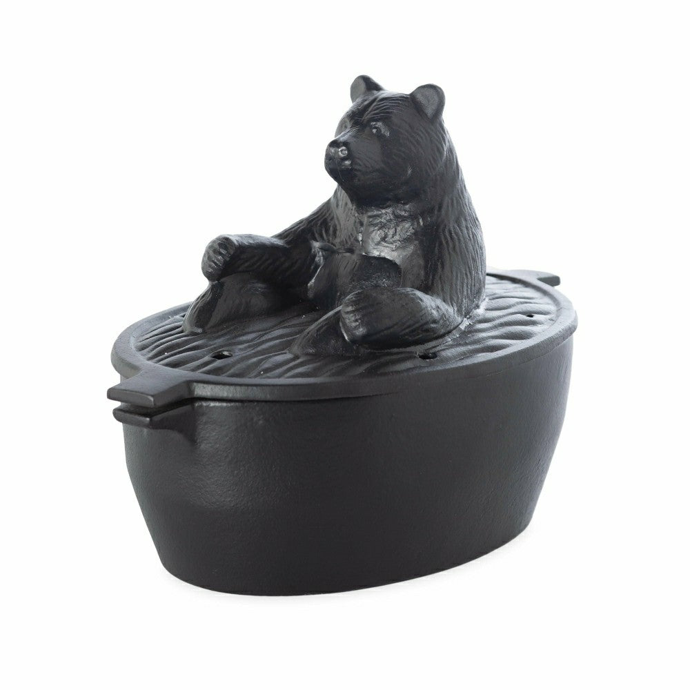 Plow & Hearth Bear in Bath Wood Stove Steamer in Cast Iron