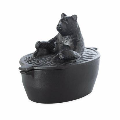 Plow & Hearth Bear in Bath Wood Stove Steamer in Cast Iron