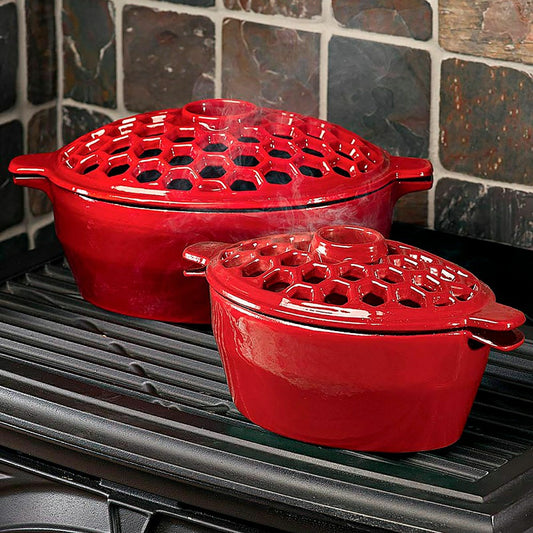 Plow & Hearth 1.5 QT. Cast Iron Lattice Wood Stove Steamer
