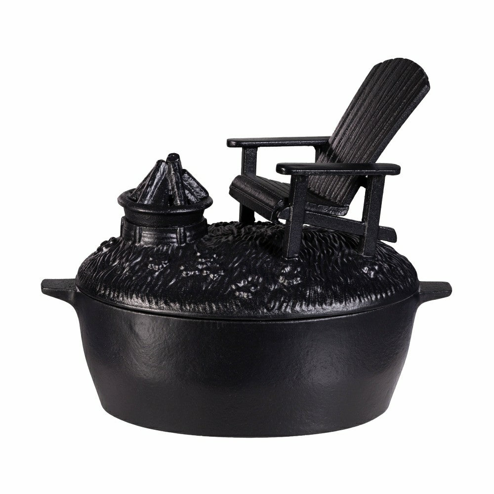 Plow & Hearth Adirondack Chair with Firepit Woodstove Steamer in Cast Iron