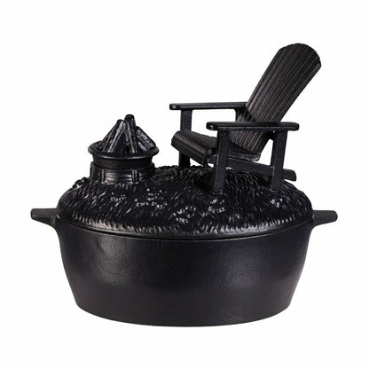 Plow & Hearth Adirondack Chair with Firepit Woodstove Steamer in Cast Iron