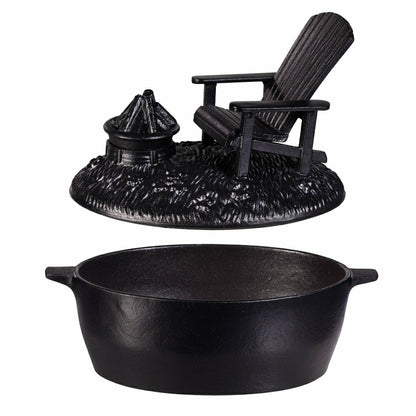 Plow & Hearth Adirondack Chair with Firepit Woodstove Steamer in Cast Iron