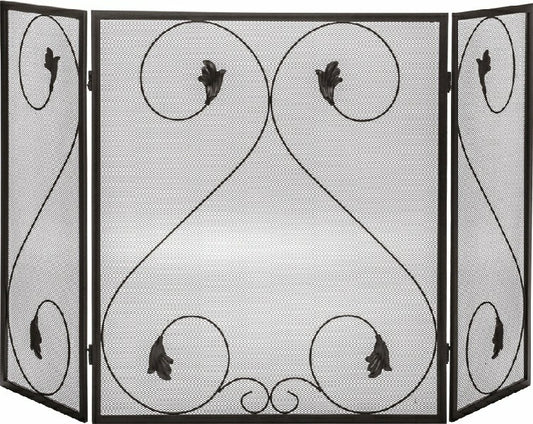 Plow & Hearth 3 Fold Screen, Leaf & Scroll Design