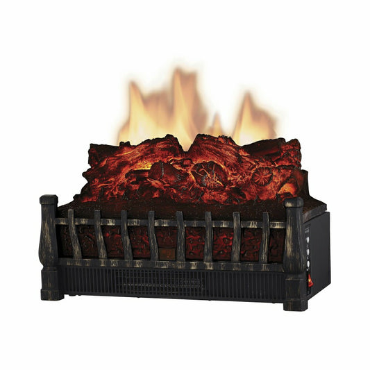 Plow & Hearth Rustic Electric Log Set with Projector & Heater