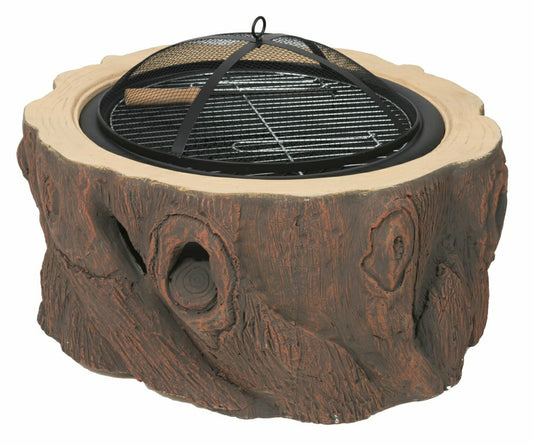 Plow & Hearth Wood Burning Fire Pit, Stump Design, Brown Finish