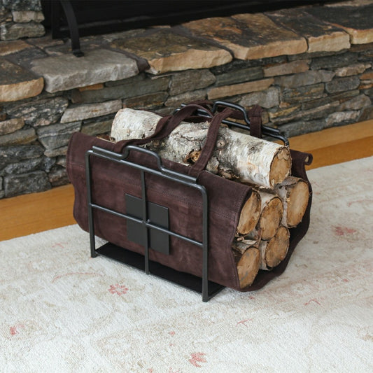 Plow & Hearth Wright Design Wood Holder with Suede Carrier