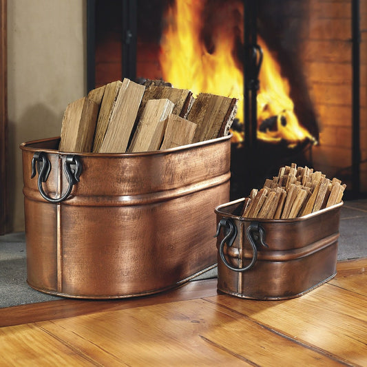 Plow & Hearth Large Copper Firewood Bucket