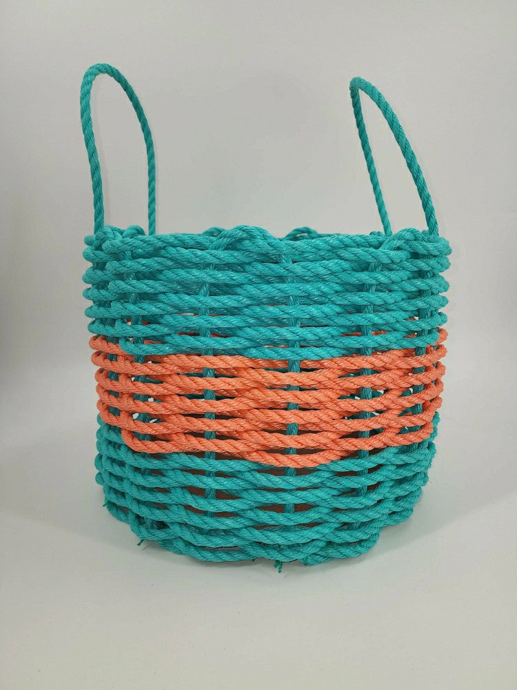 Plow & Hearth Authentic Maine Lobster Rope Storage Basket. Teal and Coral Orange
