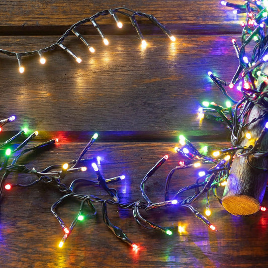 Plow & Hearth Indoor/Outdoor Electric Cluster Lights with 1128 Multi-Color LEDs; 32'