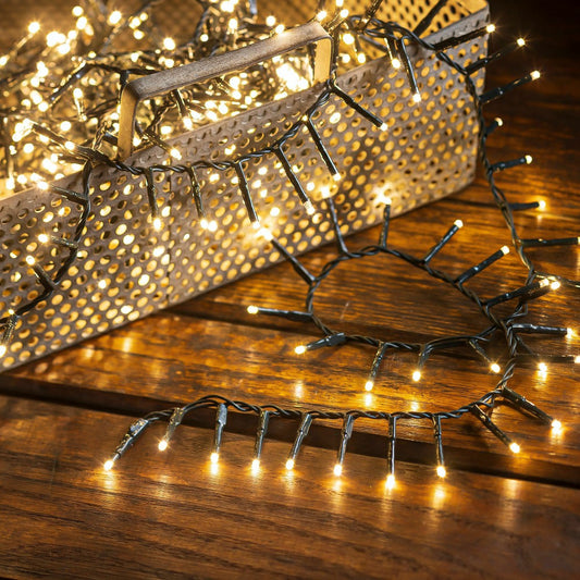 Plow & Hearth Indoor/Outdoor LED Compact String Lights in Warm White, 500 Lights, Wa