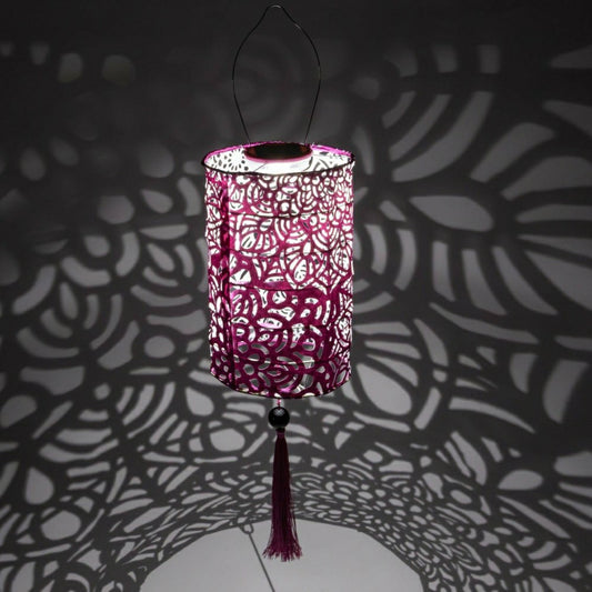 Plow & Hearth Soji Stella - Tassel Cylinder - 7.5" Solar Lantern