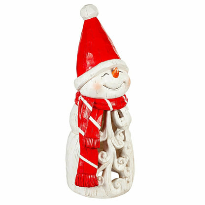 Plow & Hearth Carved Lighted Holiday Snowman Statue