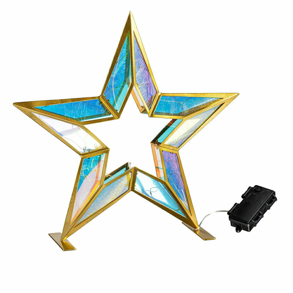 Plow & Hearth 14" LED Iridescent Star Holiday Lit Statuary