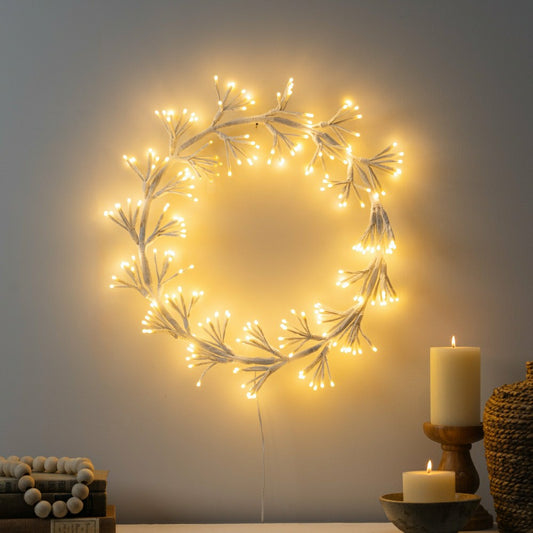 Plow & Hearth Outdoor LED Frame Wreath with Warm White Lights