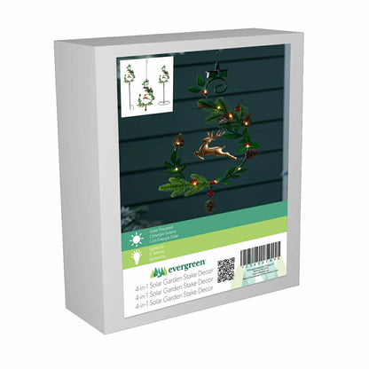 Plow & Hearth Shades of Emerald Garden Stake, 4-in-1 Solar Garden Stake, Deer, 48"H