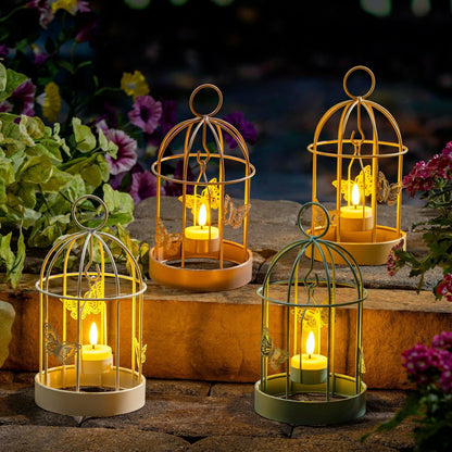 Plow & Hearth Bird Cage LED Candle Lantern, Mint