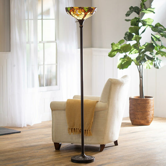 Plow & Hearth Filigree Stained Glass Floor Lamp