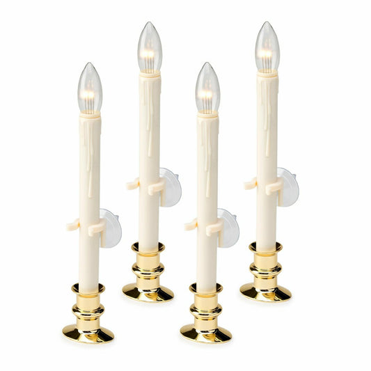 Plow & Hearth Suction Cup Window Candles with Timer and Remote, Set of 4