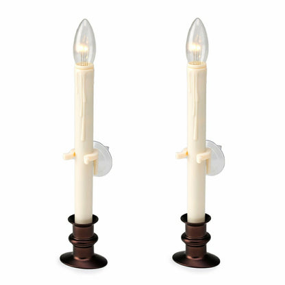 Plow & Hearth Suction Cup Window Candles with Timer and Remote, Set of 2