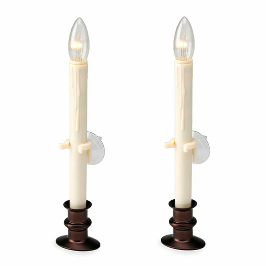 Plow & Hearth Suction Cup Window Candles with Timer and Remote, Set of 2