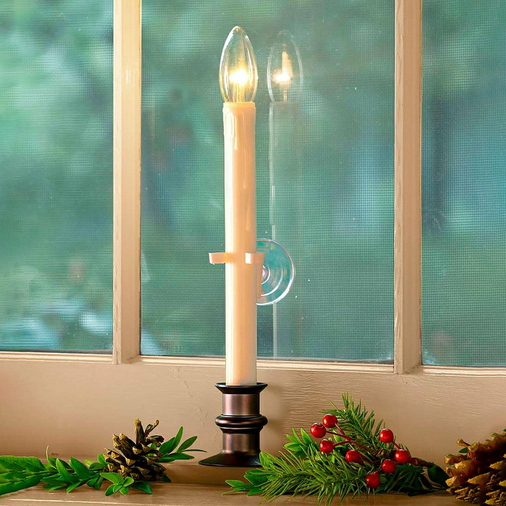 Plow & Hearth Suction Cup Window Candles with Timer and Remote, Set of 2