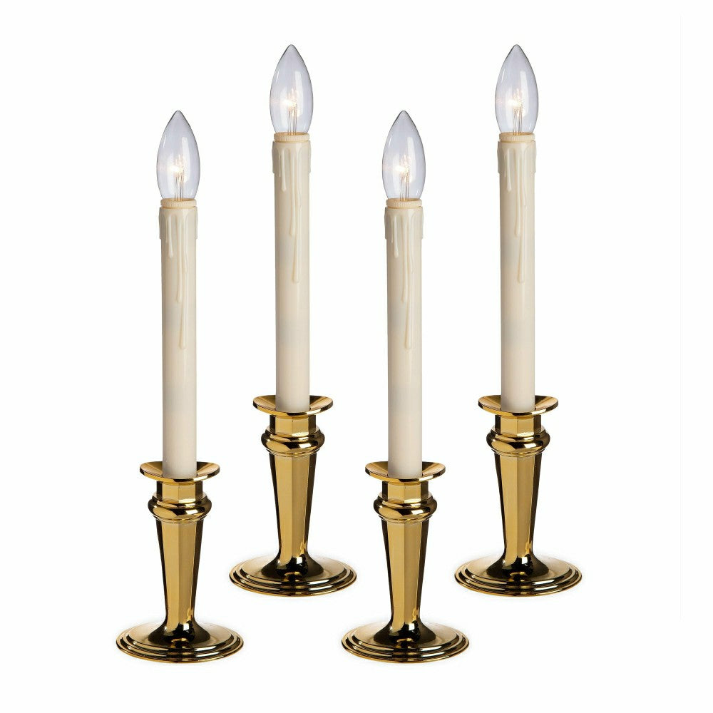 Plow & Hearth Traditional Adjustable Window Candles with Timer and Remote, Set of 4