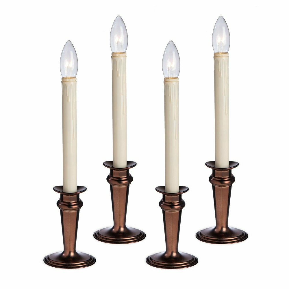 Plow & Hearth Traditional Adjustable Window Candles with Timer and Remote, Set of 4