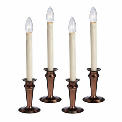 Plow & Hearth Traditional Adjustable Window Candles with Timer and Remote, Set of 4