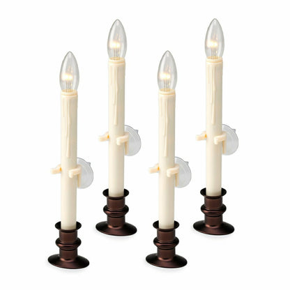 Plow & Hearth Suction Cup Window Candles with Timer and Remote, Set of 4