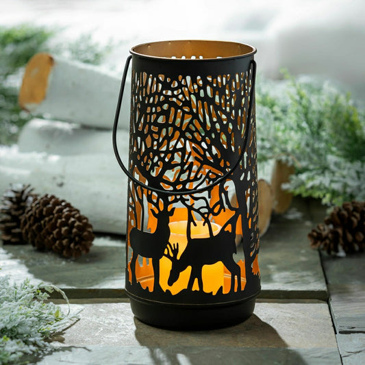 Plow & Hearth Woodland Storybook Outdoor Lamp & Lighting, Metal Lantern, Woodland Fo