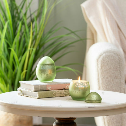 Plow & Hearth Egg Shape Mercury Glass Candle, Smoke Green
