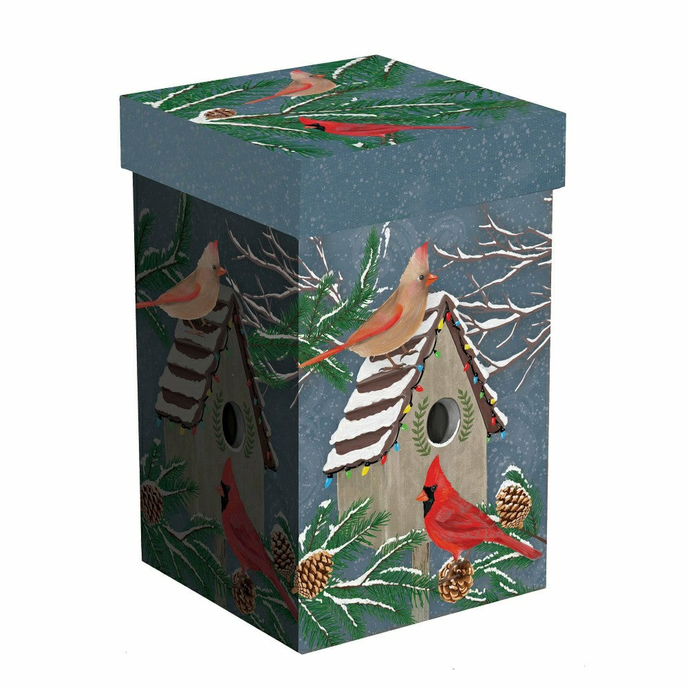 Plow & Hearth Snowbirds Travel Cup Ceramic Perfect Cup, Cardinal Home, 17oz, Gift Bo
