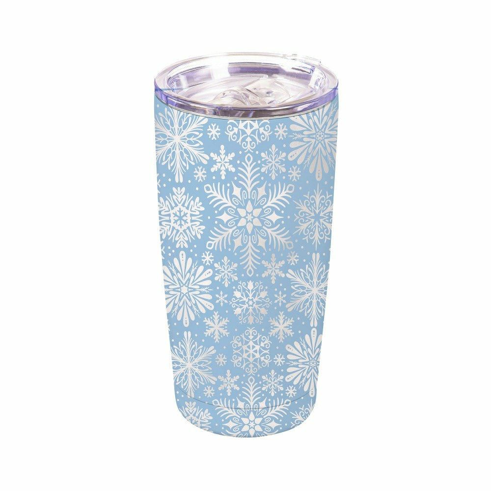 Plow & Hearth Season To Sparkle Tumbler Stainless-Steel, Snowflakes, 20oz, Gift Box