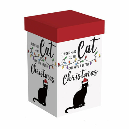Plow & Hearth Heartfelt Cheer Travel Cup Ceramic Perfect Cup, Cat, 17oz, Gift Box