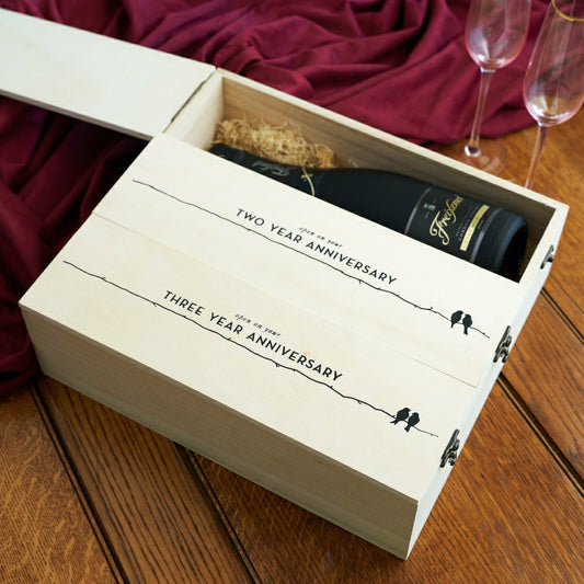 Plow & Hearth Newlyweds Anniversary Wooden Wine Box