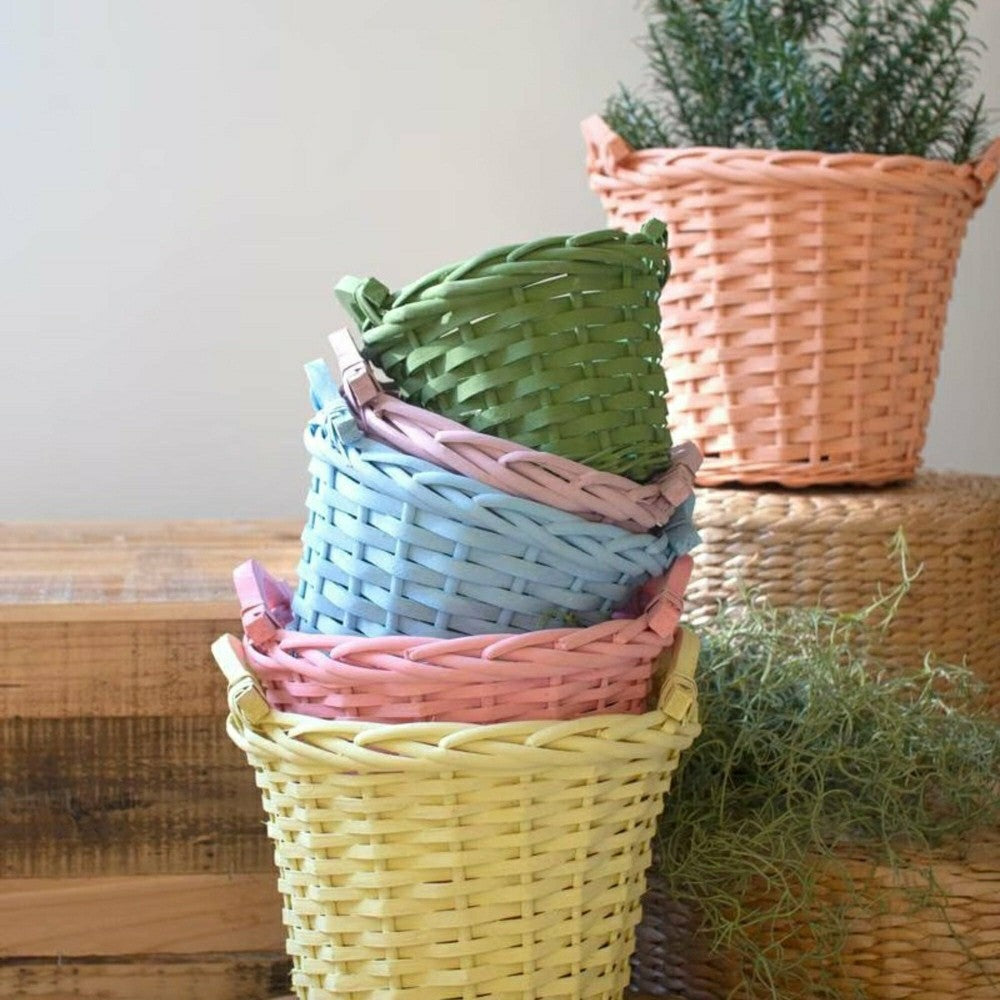 Plow & Hearth Willow Easter Basket Planter, Set of 6