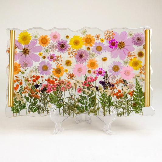 Plow & Hearth Floral Resin Serving Tray Kit