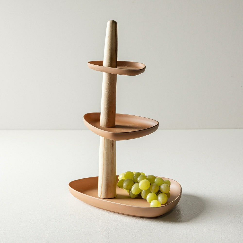 Plow & Hearth 3-Tiered Bamboo Server