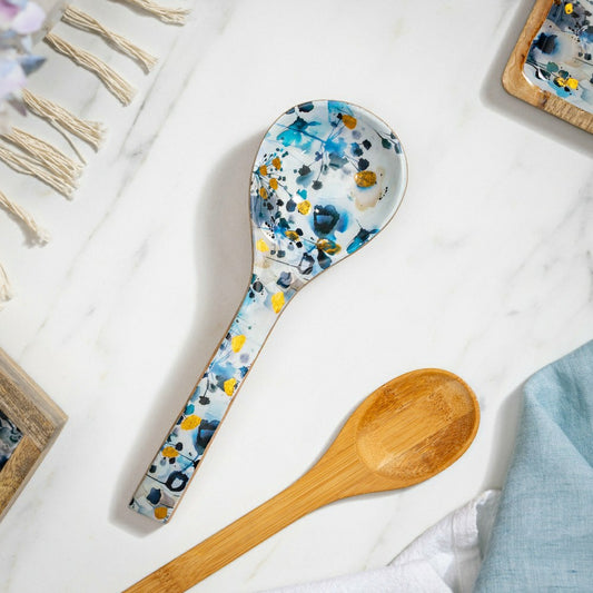 Plow & Hearth VivaStyle Gilded Meadow Spoon Rest, Wood Spoon Rest, 10.25"L