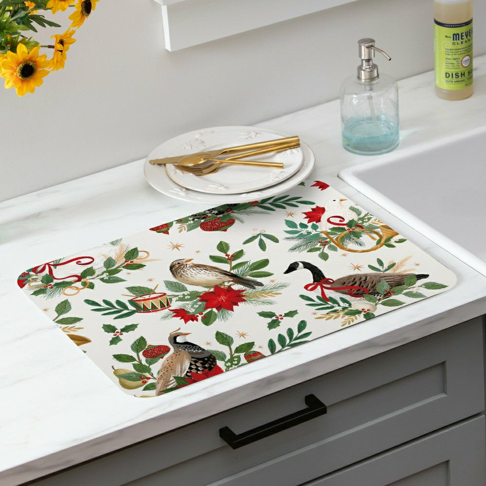Plow & Hearth Drying Mat,Partridge,Bird,Goose, 20"x15"
