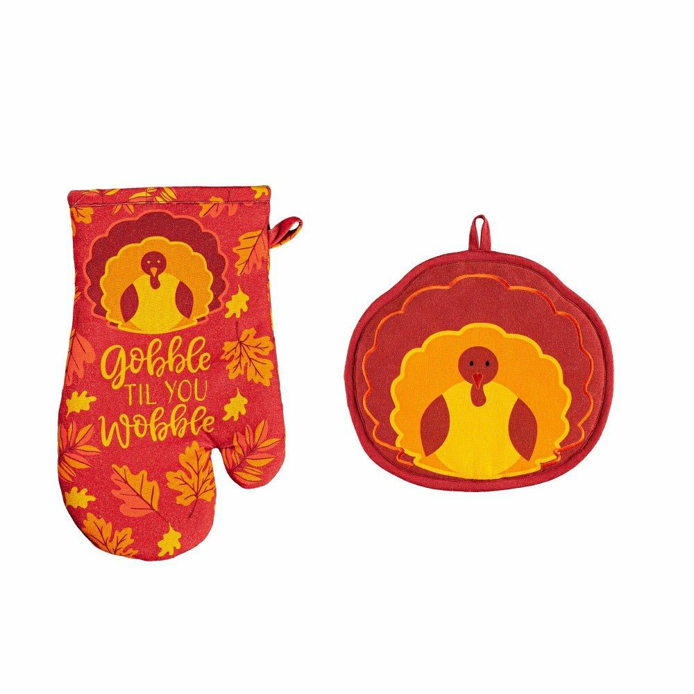 Plow & Hearth Seasonal Oven Mitt and Pot Holder Set
