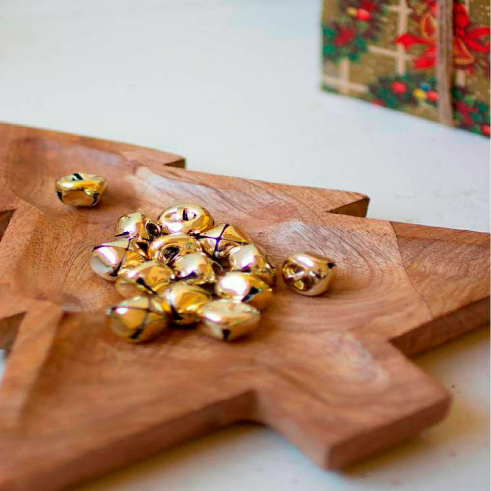 Plow & Hearth Carved Wood Christmas Tree Platter
