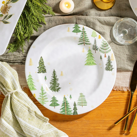 Plow & Hearth Shades of Green Holiday Melamine 11" Dinner Plate, Set of 4