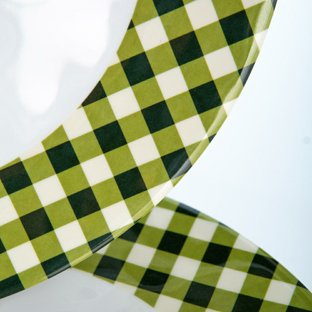 Plow & Hearth Moss Gingham Melamine Dinner Plates, Set of 6