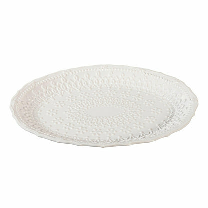 Plow & Hearth Shades of Emerald Platter Embossed Ceramic Serving Platter, 14"L x 9"W