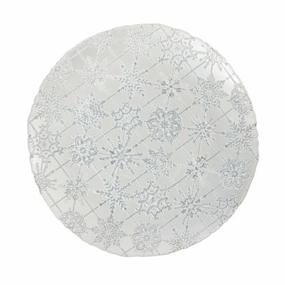 Plow & Hearth Season to Sparkle Plate Glass Snowflake Serving Plate, 13"