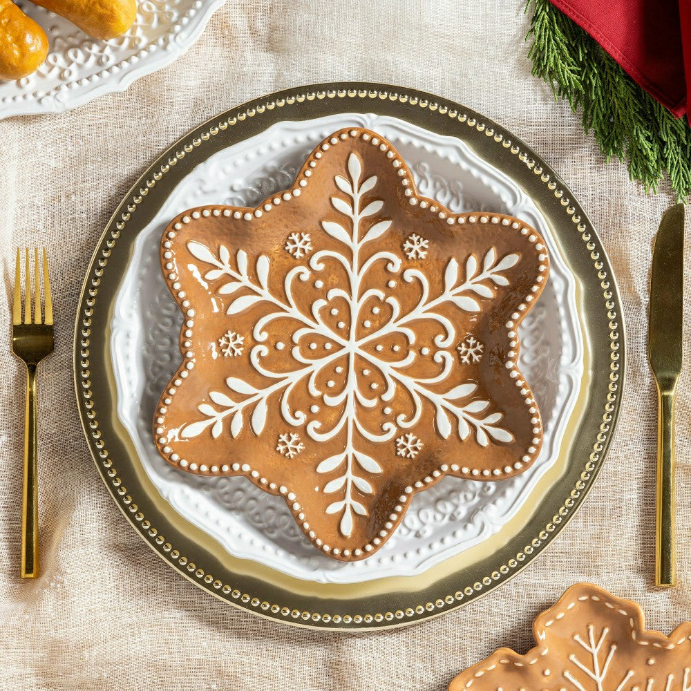 Plow & Hearth Sugar & Stripes Plate Embossed Ceramic Dinner Plate, 10.25"